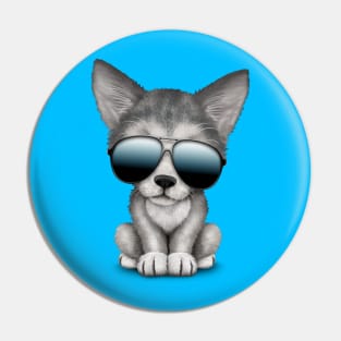 Cute Baby Wolf Cub Wearing Sunglasses Pin