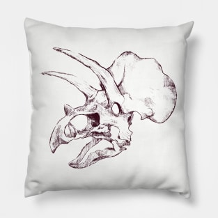 Triceratops Dinosaur Skull Skeleton Dark Sketch Pillow