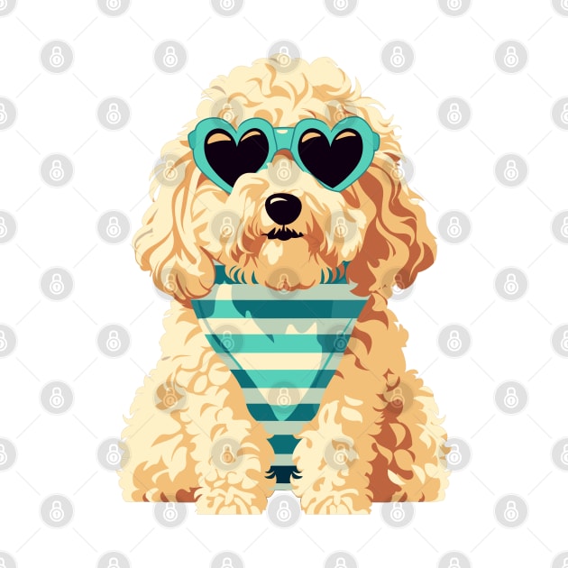 Cute Goldendoodle with Heart Sunglasses by Retroprints