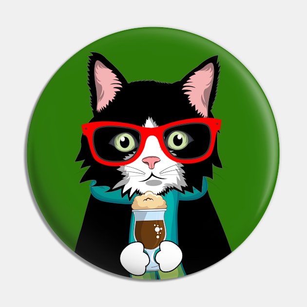 Angry Coffee Black Cat Pin by Sruthi