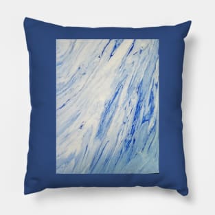 Blue and white sweeping clouds, wave Pillow