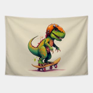 Skateboarding Dinosaur Tapestry