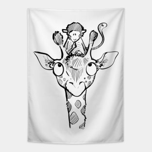 Monkey and giraffe Tapestry