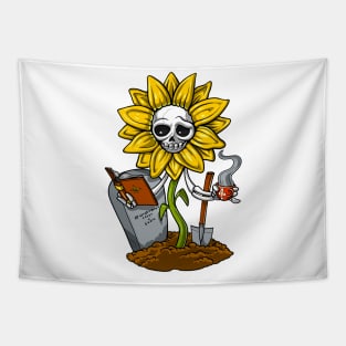 Sunflower Skeleton Hippie Tapestry