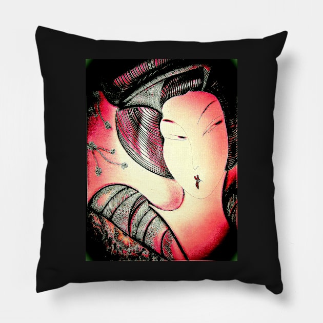 CERISE GEISHA,,, House of Harlequin Pillow by jacquline8689