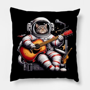 Cat astronot Playing Guitar Pillow