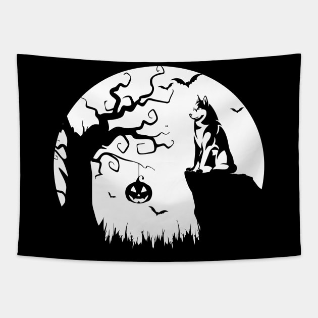 Siberian Husky Dog Halloween Witch Costume Styled Husky Mom Tapestry by mrsmitful01