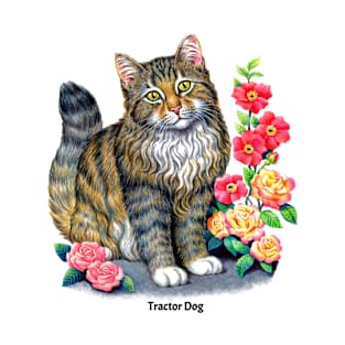 Tractor Dog Cat and Roses T-Shirt