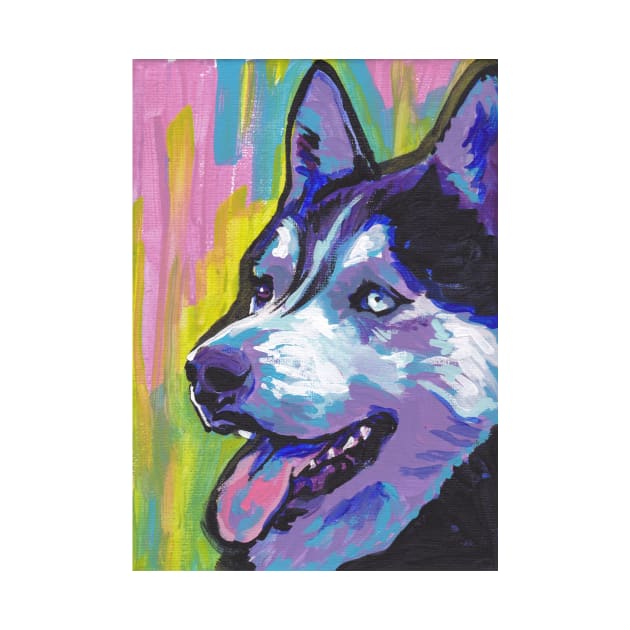 Siberian Husky Bright colorful pop dog art by bentnotbroken11