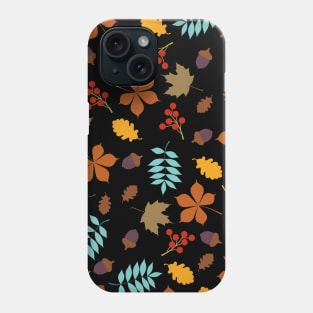Autumn leaves falling with acorns and fruits / Fall pattern Phone Case