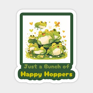 Kawaii Frog Cartoon Design - "Just a Bunch of Happy Hoppers" Magnet