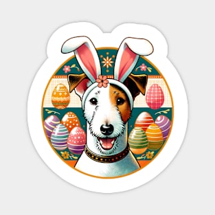 Smooth Fox Terrier Welcomes Easter with Bunny Ears Magnet