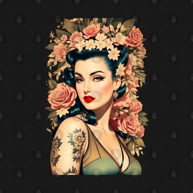 Vintage 1950s Pin Up Girl Tattoo by RetroSalt