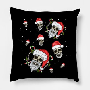 Santa Merry Christmas Skull Pillow