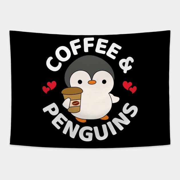 Coffee Penguin Tapestry by Illustradise