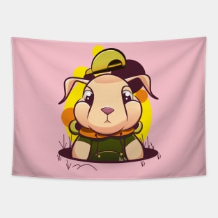 Cute Rabbit Cartoon Character Tapestry