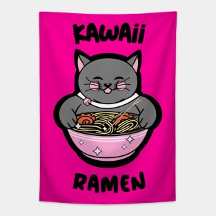 RAMEN Life Kawaii Cat Eating Ramen Noodles Tapestry