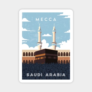 Mecca, Saudi Arabia. Retro travel poster Magnet