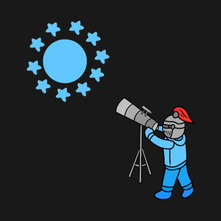 Cute cartoon knight watching stars T-Shirt