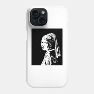 Girl with a Pearl Earring | Johannes Vermeer | Line art Phone Case