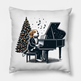 Beagle Playing Piano Christmas Pillow