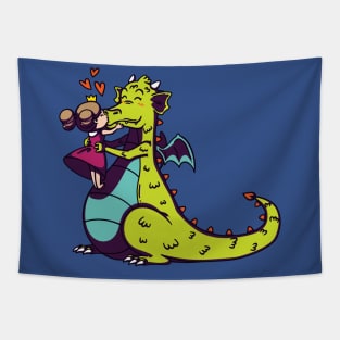 Little princess kisses dragon Tapestry