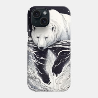 Black And White Monochromatic Polar Bear Phone Case