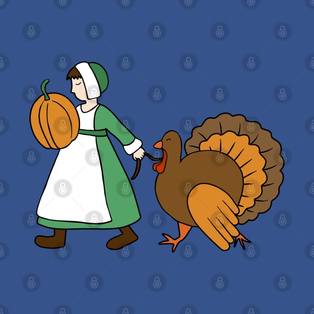 Thanksgiving Pilgrim and Turkey by valentinahramov