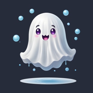 Cute ghost floating. Halloween ghost cartoon T-Shirt