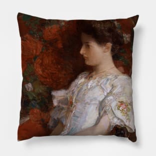 The Victorian Chair by Childe Hassam Pillow