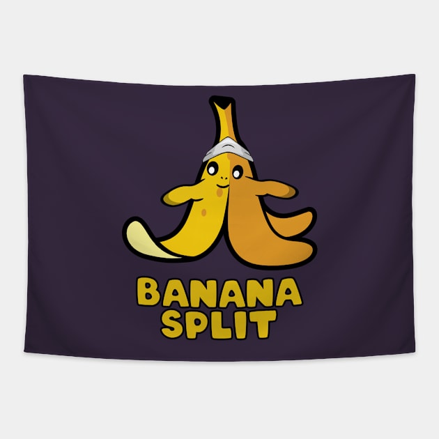 Funny banana split doing yoga Tapestry by Donut lover