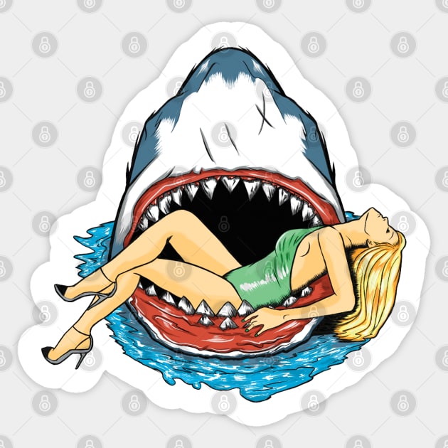 shark jaws fishing | Sticker