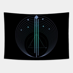 Geometric galaxy blue modern Tapestry