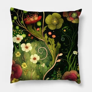 Watercolor Forest, Woodland Landscape Pillow