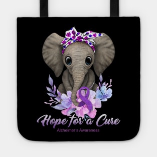 Hope for a Cure Flower Elephant Alzheimer's Awareness Tote