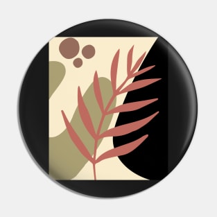 Minimal Modern  Abstract Shapes Abstract Pink Leaf Black  Pattern Pin