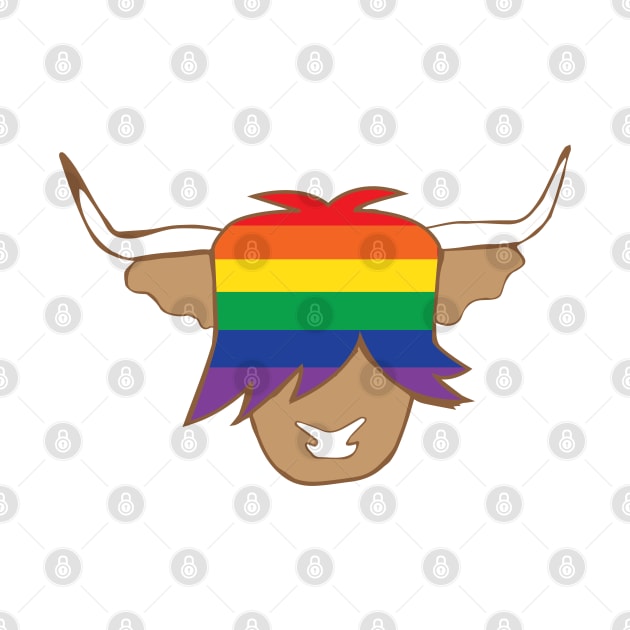 Highland cow LGBT flag rainbow pride coo by ayelandco