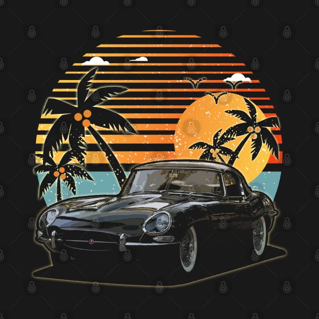 Jaguar XK-E 1961 car sunset by JocelynnBaxter