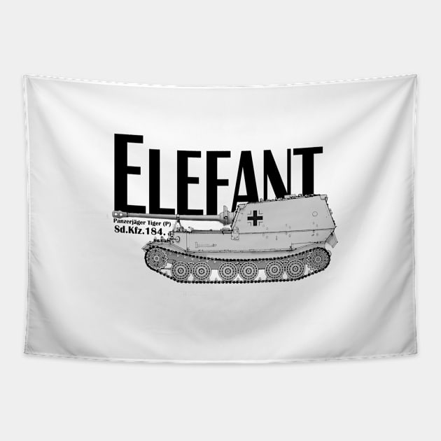 Elefant Tank Destoryer Tapestry by General-Rascal