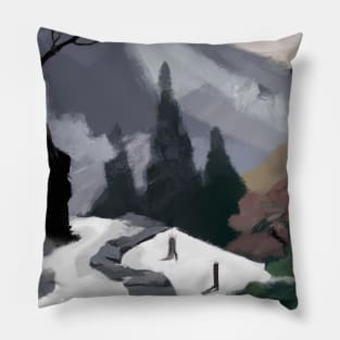 Path to a mountain Pillow