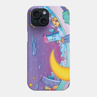 Cartoon houses in the night Phone Case