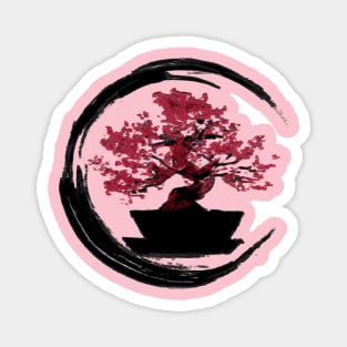 moyogi cherry blossom bonsai - Sumi inspired enso circle bonsai tree Magnet