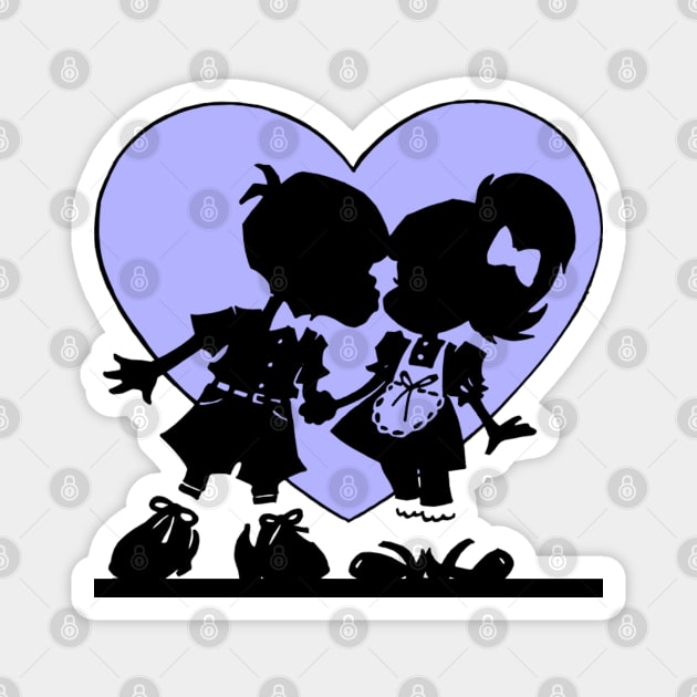 Retro Kiss Silhouette Heart Magnet by HolidayBug