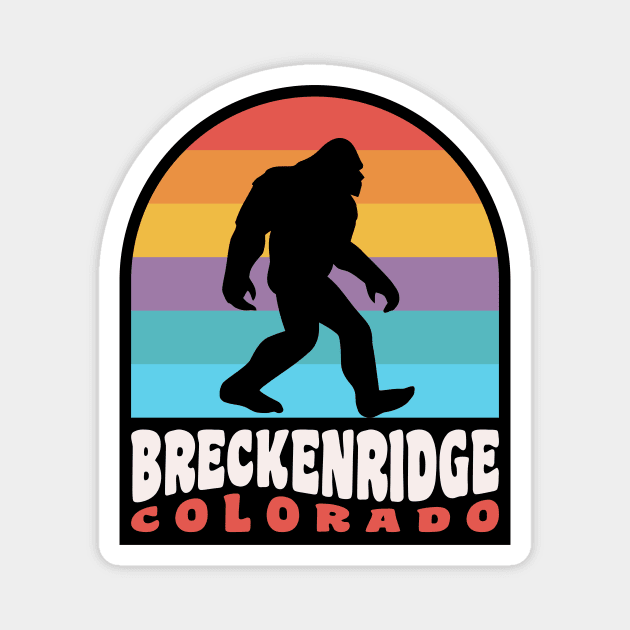 Breckenridge Colorado Bigfoot Sasquatch Retro Sunset Magnet by PodDesignShop