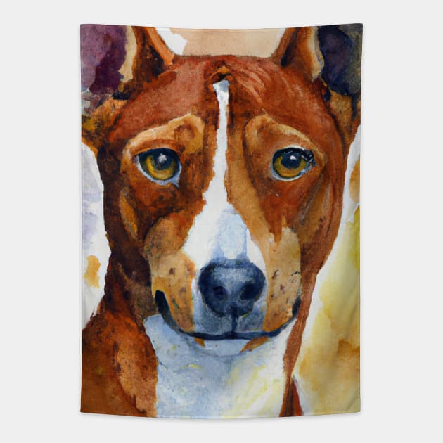 Basenji Watercolor - Dog Lovers Tapestry by Edd Paint Something