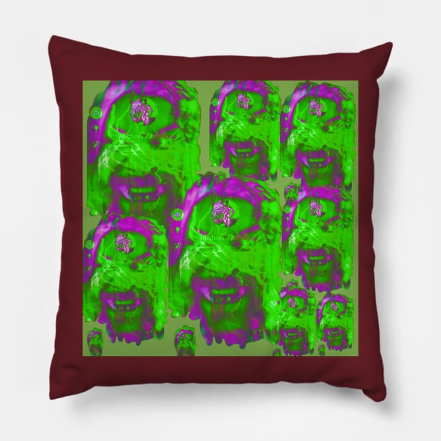Neon green faces Pillow by SuperDudes Superstore