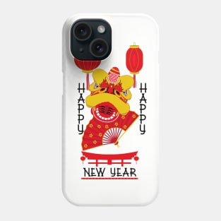 Happy Chinese New Year Dragon Head and Lanterns Phone Case