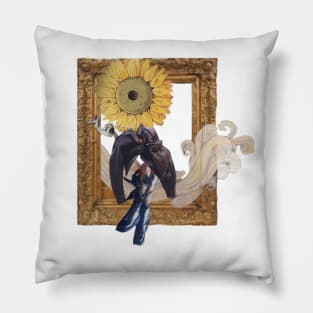 Sunflower sitting on top of the world Pillow