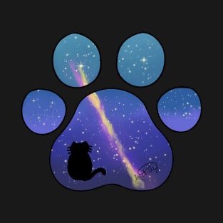 Galaxy Cat Paw Print T-Shirt