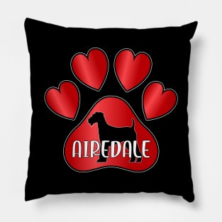 Love Airedale Terrier Dog Paw with Heart Toes Pillow